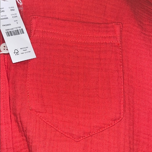 NWT J.Crew Double Gauze Button Up Shirt Coral Size 2 Lightweight Cotton - Picture 6 of 9